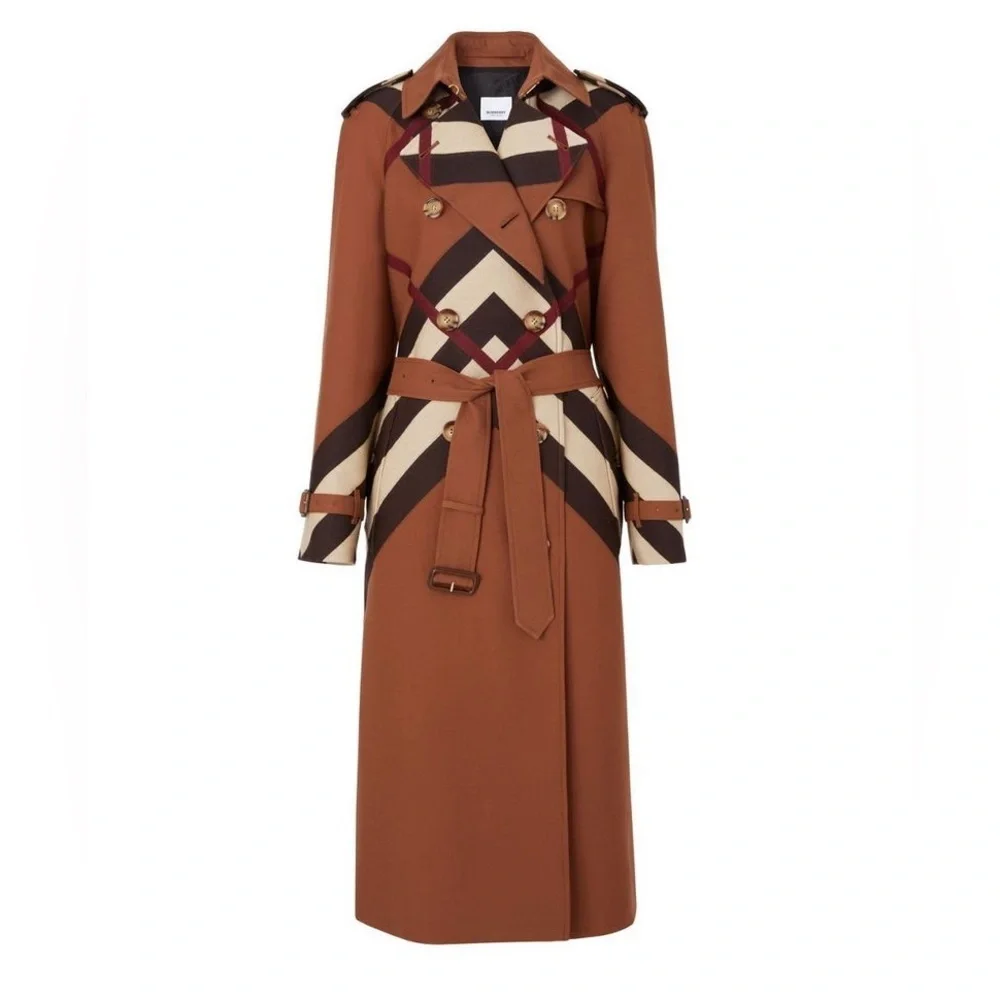 Burberry Chevron Check Waterloo Trench Coat, Brand Size 6 ( US Size 4 )